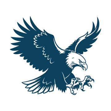 Flying Eagle Attack Silhouette Vector Illustration