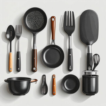 Kitchen Utensil Set on White Background