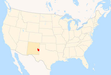 Fototapeta premium Locator Map of the County Roosevelt (New Mexico, US) showing the Contiguous United States with the highlighted County