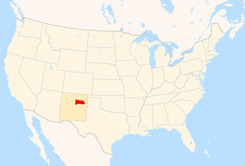 Naklejka premium Locator Map of the County San Miguel (New Mexico, US) showing the Contiguous United States with the highlighted County