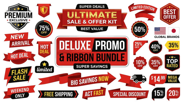 Deluxe Promo & Ribbon Bundle Ultimate Sale, Offer Kit, and Super Savings for Your Business Needs