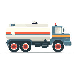 Naklejka premium Tanker truck icon. Road transport vehicle with cylindrical tank trailer mounted on multi axle chassis, liquid cargo carrier designed for fuel distribution, industrial logistics operations.