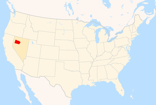 Locator Map of the County Pershing (Nevada, US) showing the Contiguous United States with the highlighted County