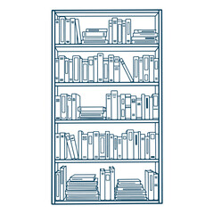 Obraz premium Bookshelf with Books Line Art Vector Illustration Library Furniture Design