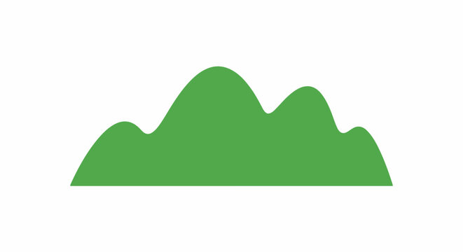 A stylized green hill silhouette against a white background