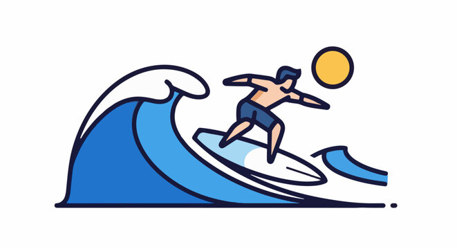 A surfer rides a wave under the sun
