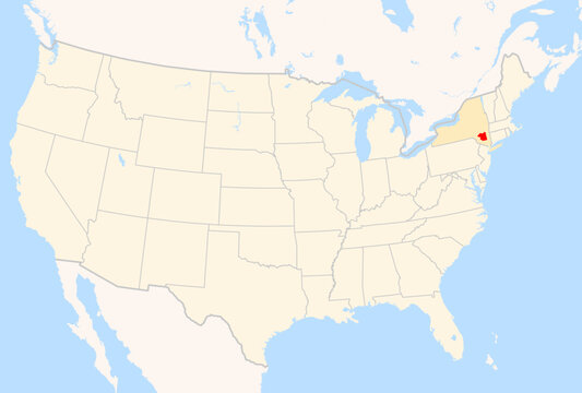 Locator Map of the County Ulster (New York, US) showing the Contiguous United States with the highlighted County