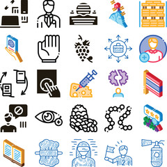 Fototapeta premium Isometric and doodle icon set illustrating business, communication, medical, agriculture and digital conceptsvector pictograms for web, app, uiux, finance, data, healthcare and innovation