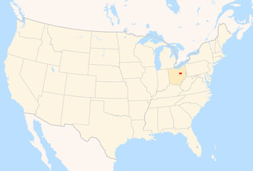 Fototapeta premium Locator Map of the County Holmes (Ohio, US) showing the Contiguous United States with the highlighted County