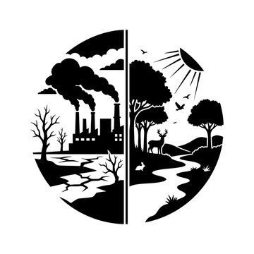 Pollution Versus Sustainable Environment Concept Vector Illustration