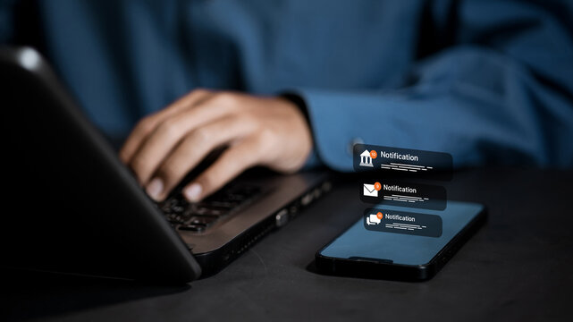 Smartphone Multiple Notification Alerts Banking Email Message Pop-Up Mobile Digital Communication