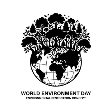 Tree of Life Earth Globe Environmental Restoration Vector Illustration