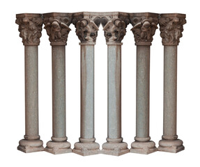 elements of architectural decorations of buildings, ancient arches and columns, pommel and patterns, on the streets in Catalonia, public places. © Kozlik_mozlik