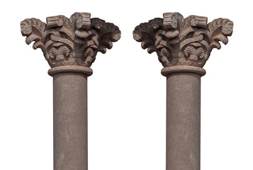 elements of architectural decorations of buildings, ancient arches and columns, pommel and patterns, on the streets in Catalonia, public places. © Kozlik_mozlik