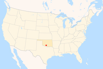 Fototapeta premium Locator Map of the County Stephens (Oklahoma, US) showing the Contiguous United States with the highlighted County