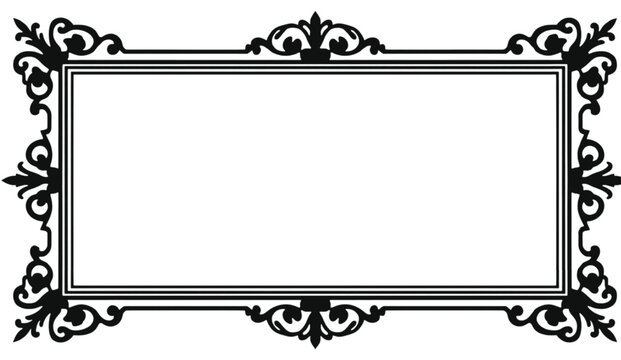 Ornamental border consists of intricate black scrollwork set against a clean white background area.