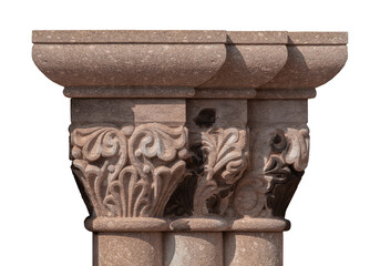 elements of architectural decorations of buildings, ancient arches and columns, pommel and patterns, on the streets in Catalonia, public places. © Kozlik_mozlik