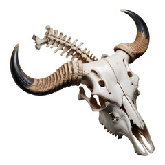Fototapeta premium Animal skull with horns and spine isolated on transparent background