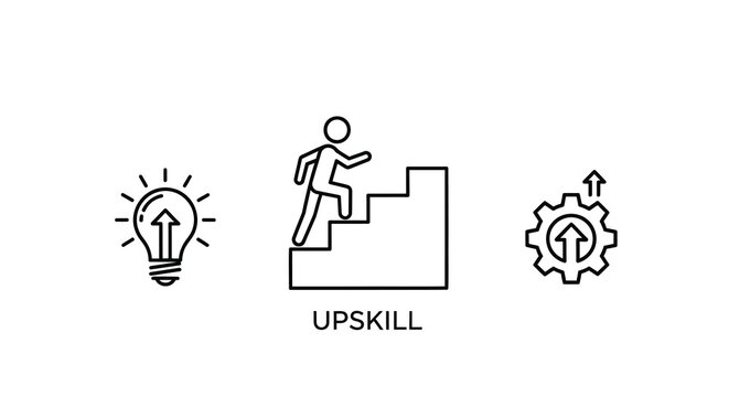 upskill icons set line art lightbulb idea