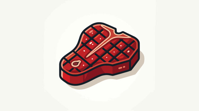 Isolated grilled t-bone steak vector icon for grilling month