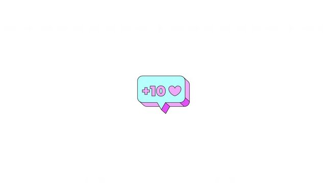 Social media notification neubrutalism UI elements animation set. Likes followers in popup bubbles. Animated flat user interface component pack for web and app design. Neo memphis motion graphics