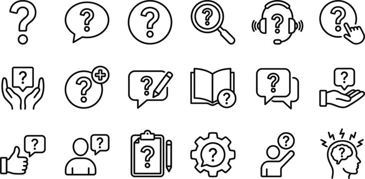 Question mark icon set problem solving support help desk and uncertainty concepts