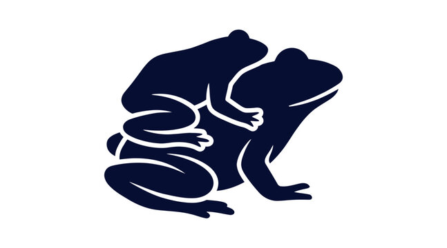 Silhouette icon of two frogs mating in amplexus