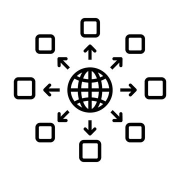 Content Delivery Network CDN Globe Node Icon for Web Architecture