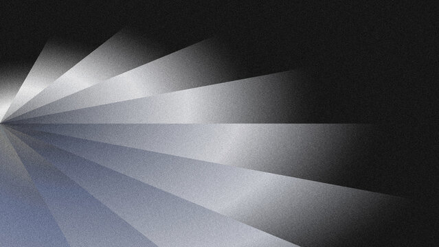 Black and white abstract background with dynamic radial light beams, smooth grayscale gradients, and subtle grainy texture.