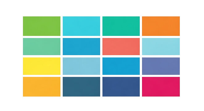 Multicolor swatch palette of assorted saturated rectangular color blocks with rectangles spectrum abstract collection composition background