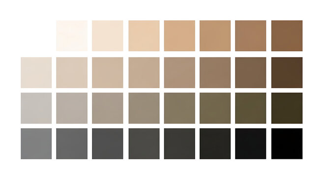 Professional color swatch grid featuring a range of neutral earthy tones and gray scale gradient professional collection abstract background