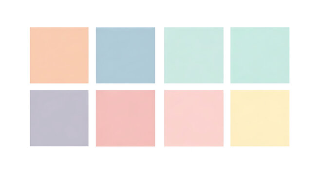 Set of pastel square tiles arranged in a grid layout isolated on white background with collection geometric background material decorative