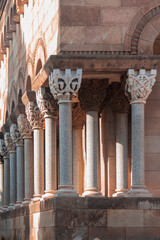Elements of architectural decorations of buildings, arches and columns, door and window openings. On the streets in Catalonia, public places. © Kozlik_mozlik