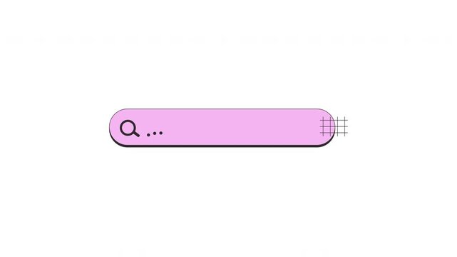 Search bar with magnifying glass neubrutalism UI elements animation set. Rounded input fields. Animated flat user interface component pack for web and app design. Neo memphis motion graphics