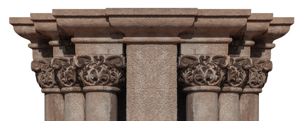 elements of architectural decorations of buildings, columns, pommel and patterns, on the streets in Barcelona, public places. © Kozlik_mozlik