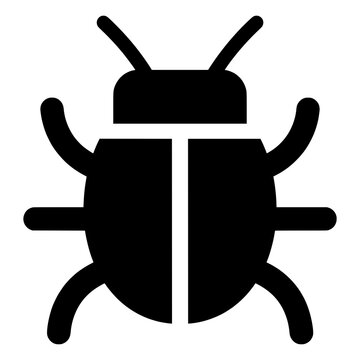 Bug icon, software bug, virus bug, malware insect symbol, debugging vector icon