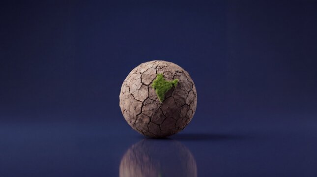 Cracked Earth with Emerging Green Life &ndash; Environmental Recovery Concept