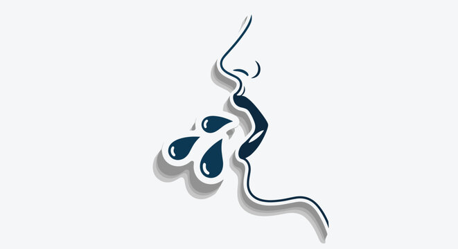 Minimalist silhouette illustration showing the spread of respiratory droplets through a cough or sneeze to illustrate infection risk.