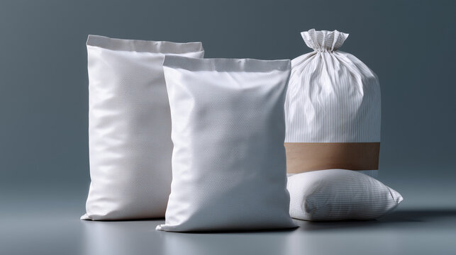 White woven polypropylene sack for flour, sugar, or agricultural products, isolated on transparent background	