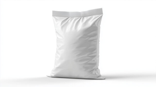 White woven polypropylene sack for flour, sugar, or agricultural products, isolated on transparent background	