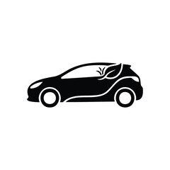Fototapeta premium Eco car silhouette icon vector flat design.