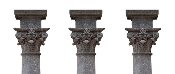 Elements of architectural decorations of buildings, columns and capitals, gypsum moldings, wall textures and patterns. On the streets in Barcelona, public places. © Kozlik_mozlik