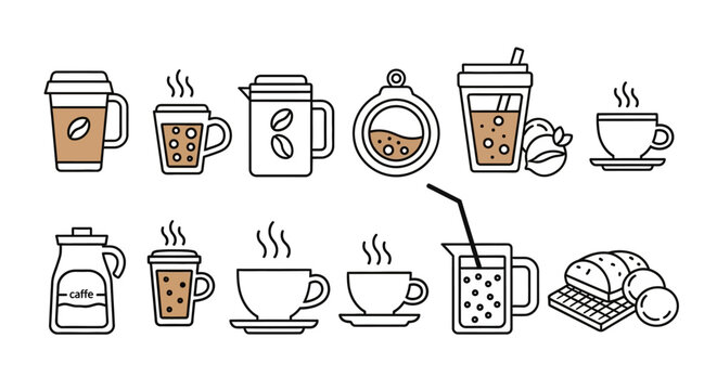 Variety of coffee and tea drinks.