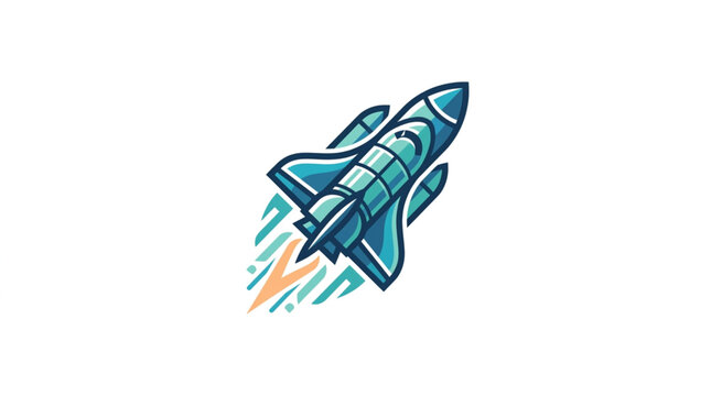 Futuristic Rocket Ship Launching into Space.
