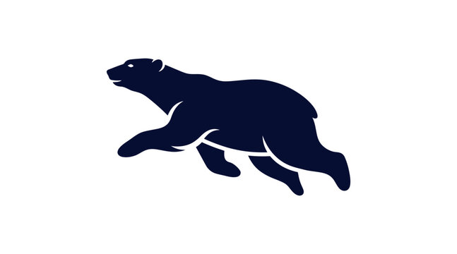 Silhouette icon of an arctic polar bear swimming through water
