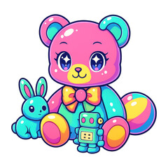 Naklejka premium PNG Colorful toys illustration.