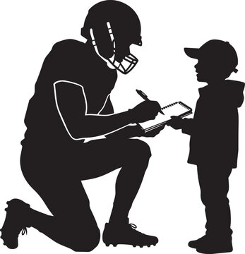 Dynamic football player signing autograph at sports event in energetic style,Generative AI