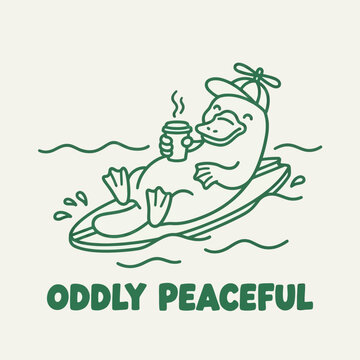 Peaceful manatee on surfboard relaxing.