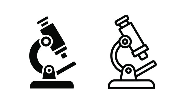 Microscope vector icons in black and white illustration style