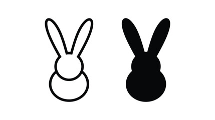 Obraz premium Rabbit icon set with line and solid black silhouette illustrations